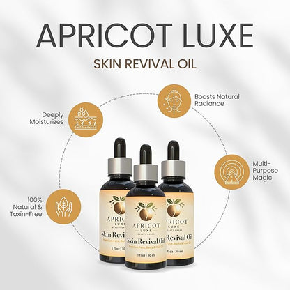 Richardson Nutrional Center Luxe Skin Revival Organic Apricot Kernel Oil Cold Pressed 100% Pure and Natural for Skin