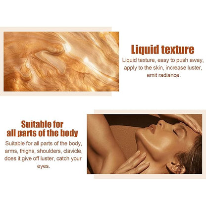 Shimmer Body Oil,Long Lasting Waterproof Face Brighten Glow (Bronze Gold)