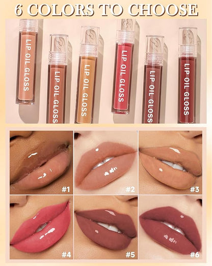 Hydrating Lip Tint Stain-3Pcs Tinted Plumping Lip Glow Oil, Moisturizing Water Lip Stain Makeup, Pigmented Non-Sticky Vegan Lip Gloss, Multi-Use Lip & Cheek Tint, Nude Glossy Finish,Cruelty Free-Set B
