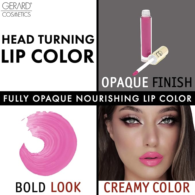 Gerard Cosmetics Supreme Lip Creme Electric Rose | Highly Pigmented, Fully Opaque, Hot Pink Lip Gloss | Nourishing, Hydrating, Liquid Lipstick for Full Coverage Lip Color