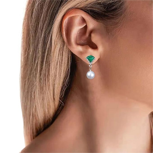 Vintage Cz Emerald Pearl Earrings Gold