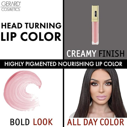 Gerard Cosmetics Color Your Smile Lip Gloss Spring Fling | Super Pigmented Pale Pink Lip Gloss with LED Light and Mirror | Shiny Finish | Hydrating Liquid Lip Color | Cruelty Free and Made in USA
