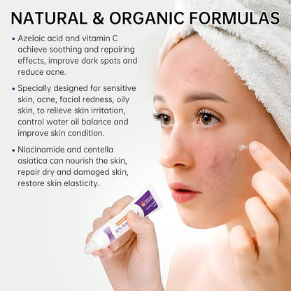 Azelaic Acid 12% Cream For Face, Azelaic Acid Acne Cream For Rosacea Treatment, Redness Relief, 2PCS Azelaic Acid Serum With Salicylic Acid & Niacinamide For Dark Spot, Skin Care.