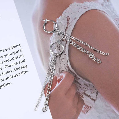 Vintage Layered Chain Dangle Earrings Long Chain Hoop