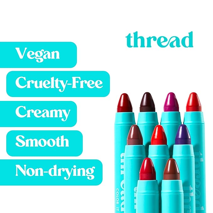 Thread Beauty Color It Vegan Lipstick, Moisturizing Lip Color with a Satin Matte Finish, Lovely – Burgundy Brown