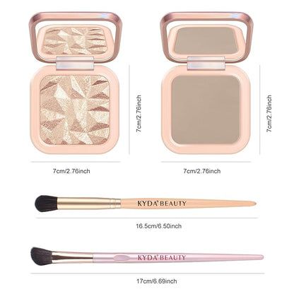 KYDA Highlighter Contour Palette Kit, Glossy Face Illuminator & Taupe