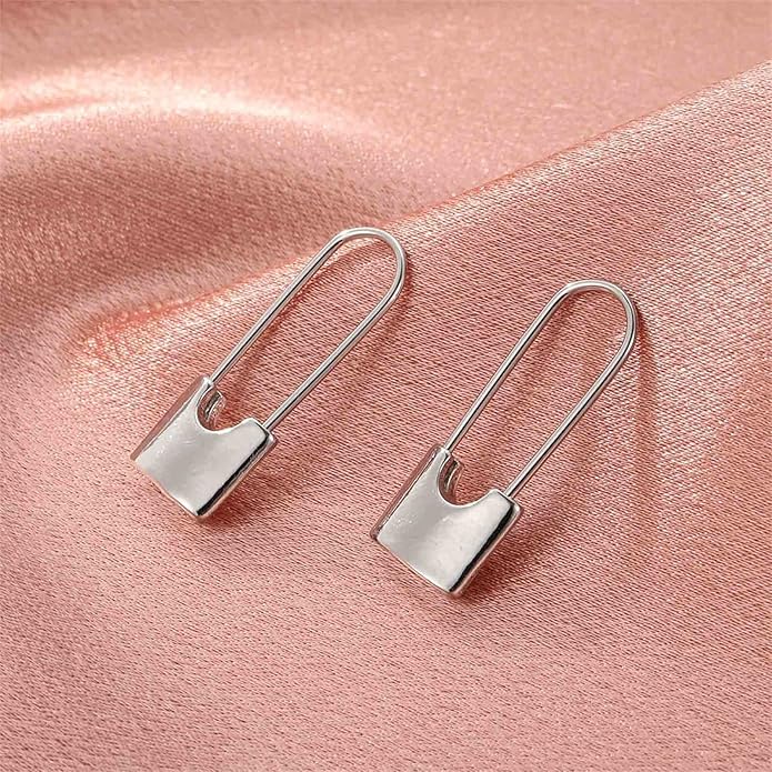 Boho Lock Hoop Earrings Safety Pin