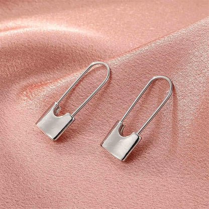 Boho Lock Hoop Earrings Safety Pin