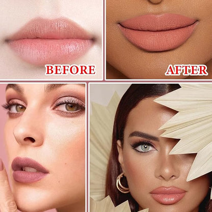 3 Pcs Matte Nude Lipstick Set,Lip Crayon Lipstick Gloss