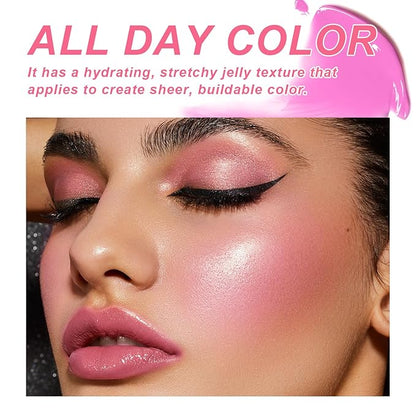 4 Pcs Cooling Water Jelly Tint, Multi-Use Jelly Lip & Cheek Tint Stain, 3-in-1 Milk Jelly Blush Lip Gloss Buildable Watercolor Finish 1,000+ Swipes Per Stick - Cruelty Free (4PCS)