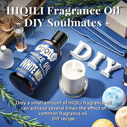 HIQILI Fragrance Oil White Musk 100ml for Candle Soap Making, Essential Oils for Diffuser Aromatherapy, Scented Oils for Home Car 3.38 Fl.Oz