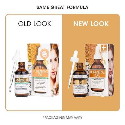 Advanced Clinicals Turmeric Oil Serum For Face | Facial Skin Care Serum With Jojoba + Coconut Oil To Improve Appearance Of Dark Spots & Uneven Skin Tone | Antioxidant Dry Skin Moisturizer, 1.8 Fl Oz