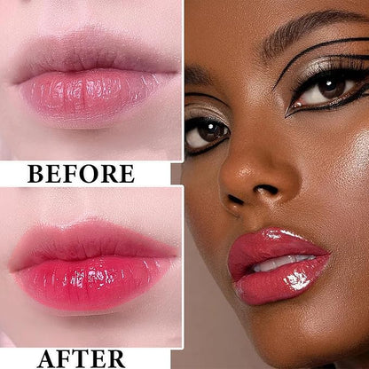 Lip Plumping Lip Gloss,Big Brush Head Lip Oil Hydrating Nourishing & Smooth Glossy Lip Glow Oil,Moisturizing Tinted Lip Gloss Lip Balm Shiny and Vegan Plumping Lip Tint Care(#04 Blood Rose)