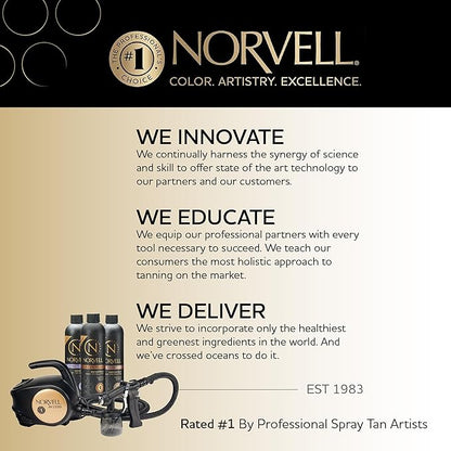 Norvell Sunless Kit - M1000 Mobile HVLP Spray Tan Airbrush Machine + 8 oz Tanning Solutions in 'Tuscan Plus', Venetian and Dark + Norvell Training Program