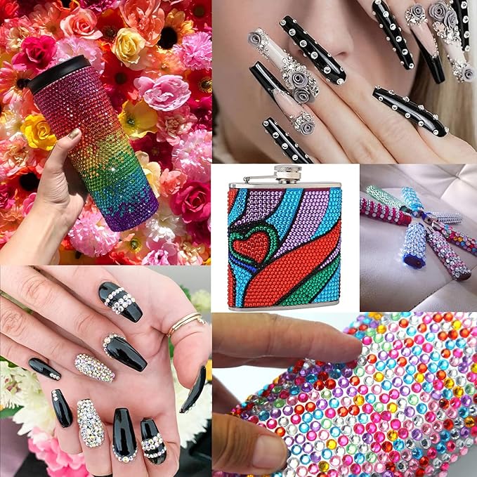 Flat Back Rhinestone Kits Colorful Rhinestones+Crystal AB&Transparent White