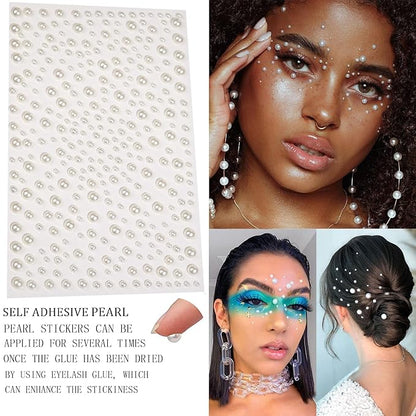 1250 Pcs Self Adhesive Rhinestones Pearl for Makeup DIY Decorations