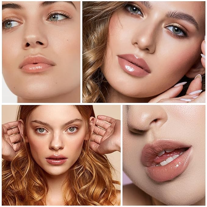 CAHIUYOA Plumping Moisturizing Lip Gloss Lipgloss,Nude Lip Gloss Lip Stain Long Lasting Waterproof,Shine Glossy Liquid Lipstick for Women Girls Lip Makeup Gift - 03