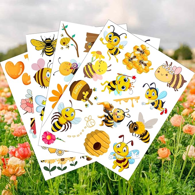 Bee Temporary Tattoo - 50Pcs Bee Birthday Party Festival Décor