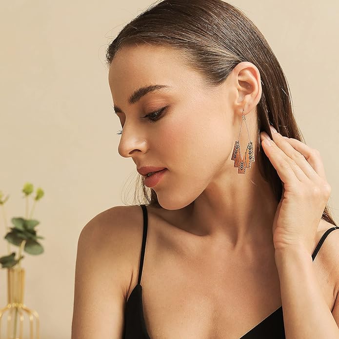 Zealmer Gold Geometric Earrings Statement Vintage