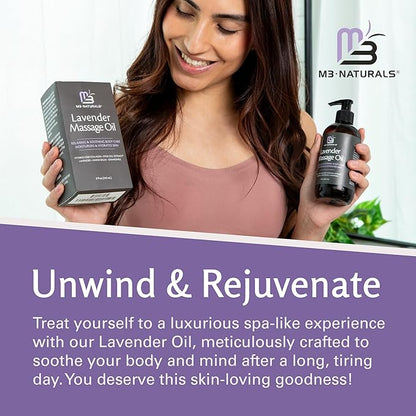Lavender Massage Oil with Collagen and Stem Cells, Skin Tightening Therapy for Bum, Thighs, and Belly, Fast-Absorbing Cellulite Oil by M3 Naturals