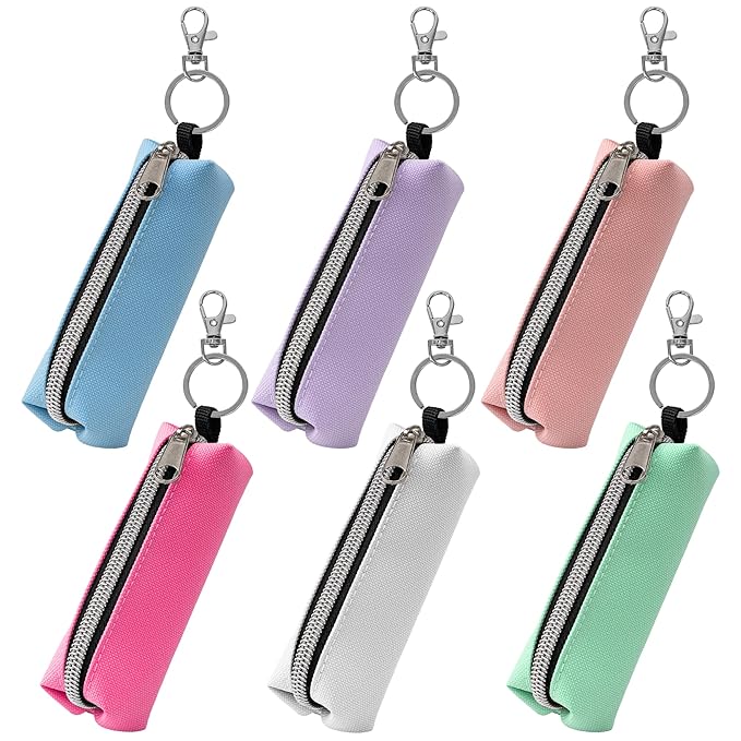 Chapstick Holder, 6 Pcs Lip Balm Sleeve Pouch Portable Lipstick Holder Bag Clip-on Makeup Travel Accessories Great Stuffers Gift for Wome