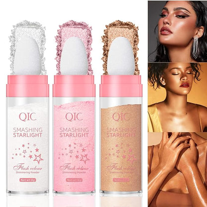 3 Colors Polvo De Hadas Highlighter Powder Stick Body Glow