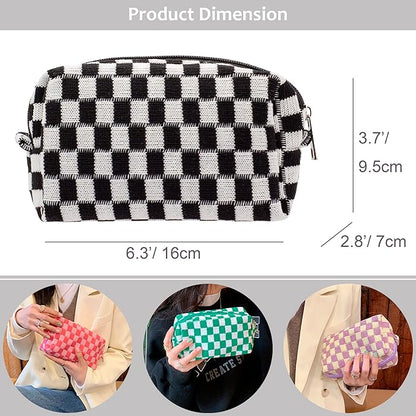 Pazimiik checkered makeup bag for