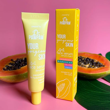Dr. PawPaw Your Gorgeous Skin 4 In 1 Face Serum - Vitamin C Serum with Papayaluronic and Papaya Extract - Hyaluronic Acid Serum for Face - 1.01 oz