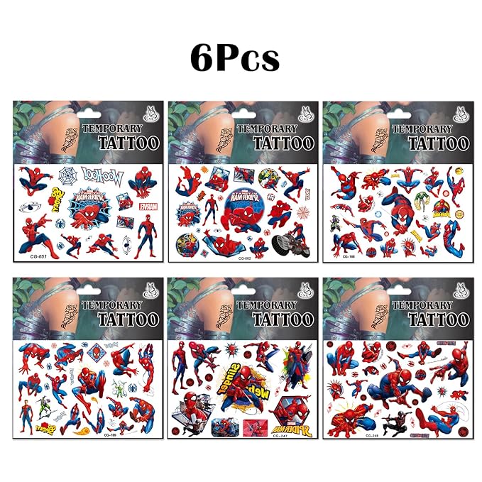 6 sheets Temporary Tattoos for Kids Movie Tattoos Reward Gifts