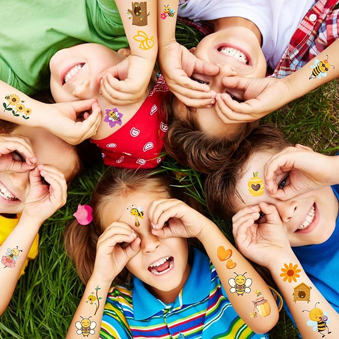 Bee Temporary Tattoo - 50Pcs Bee Birthday Party Festival Décor