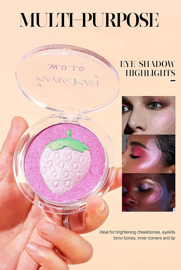 Face Highlighter Makeup Palette, Glossy Glitter Highlight Brightening Face