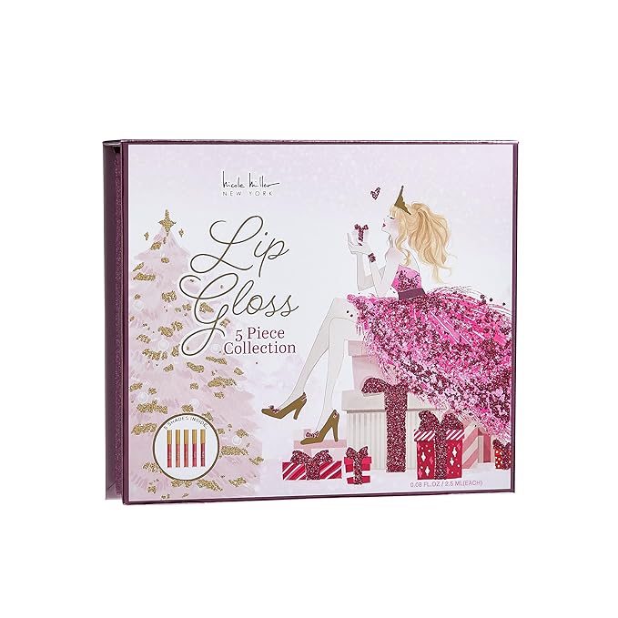 Nicole Miller Lip Gloss Collection, 5 Count (Pack of 1), Pink Glitz