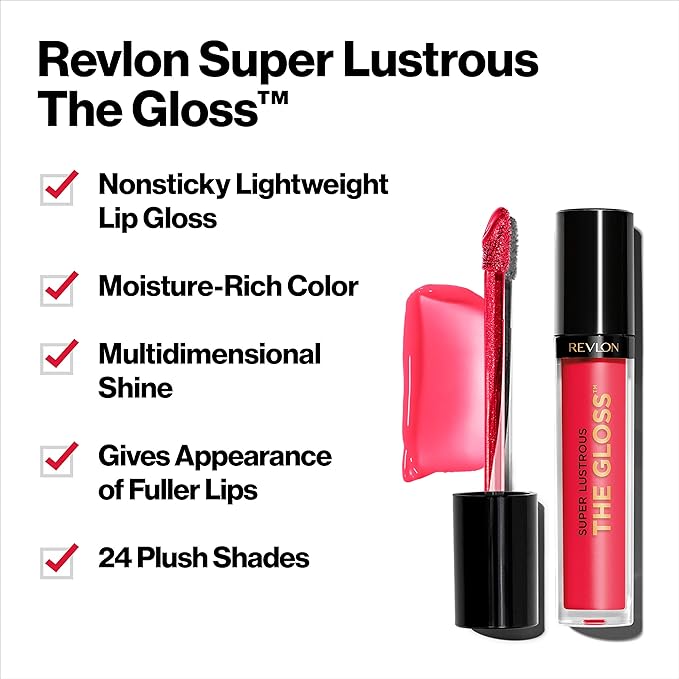 REVLON Lip Gloss, Super Lustrous The Gloss, Non-Sticky, Gloss,