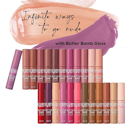 Ruby Kisses Lip Gloss Butter Bomb Gloss Non-Sticky Lip Gloss Vitamin E Natural Nude Lip Makeup - 7.8mL (0.26 US fl.oz) (Wifey)