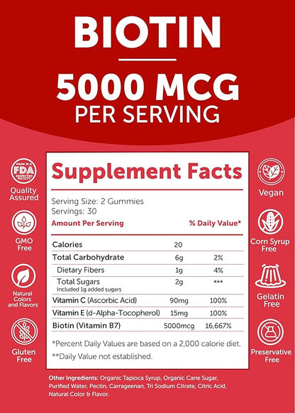 Lunakai Biotin and Vitamin D3 Gummies Bundle - Hair Skin and Nails Growth Gummies with Vitamin C and E - Immunity, Bone and Mood Support Supplement - 30 Days Supply