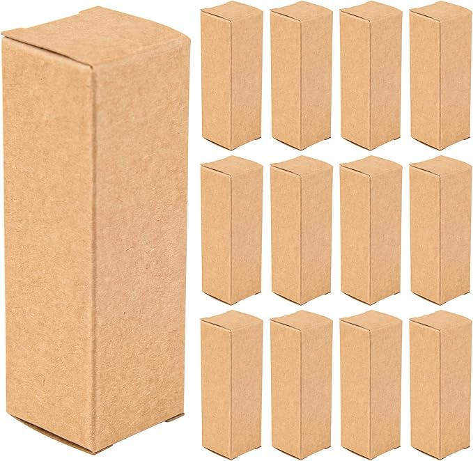 Framendino, 50 Pack Kraft Paper Lipstick Boxes Lip Gloss Boxes Rectangle Lipstick Bottle Boxes Reusable Lip Balm Packaging Cases Essential Oil Wrapping Box for DIY Lip Gloss Gift Packaging