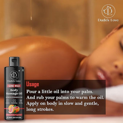Organic - Grapefruit Full Edible Body Massage Oil - Refreshing, Calming | No Stain & Non-Sticky | with Fractionated Coconut Oil, Grapefruit & Lime Oil - 4.05 Fl Oz