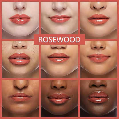 Plumping Lip Oil, Hydrating Lip Gloss Tinted Lip Balm Transparent Lip Care, Big Brush Head Glitter Shine, Long Lasting Nourishing Non-sticky Fresh Texture Cherry+Rosewood