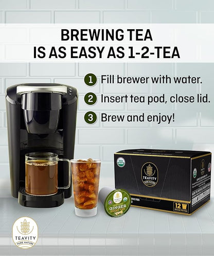 Organic Ginger Green Tea Pods for Keurig by Teavity (36 Tea Pods)