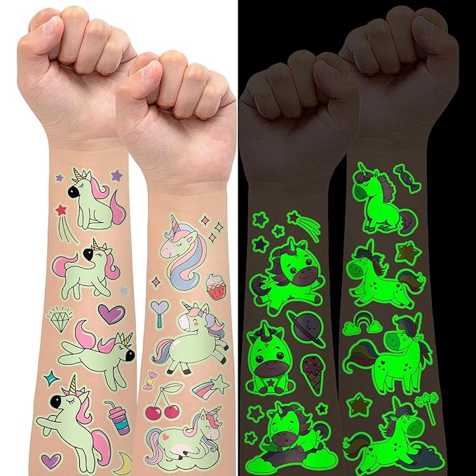 140+ Styles Luminous Kids Tattoos, Temporary Tattoo Stickers Games (Unicorns)