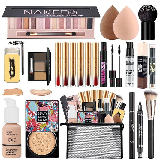 All in One Makeup Kit,Includes Naked Eyeshadow,Liquid Foundation,CC