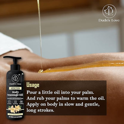 Organic - Vanilla Edible Full Body Massage Oil - No Stain & Non-Sticky | with Fractionated Coconut Oil, Vanilla & Jasmine Oil, Date Night | Massage Oil for Massage Therapy - 8.45 Fl Oz
