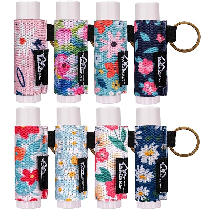 WK IEASON 8PCS Lip Balm Holder Keychain Bulk Gloss