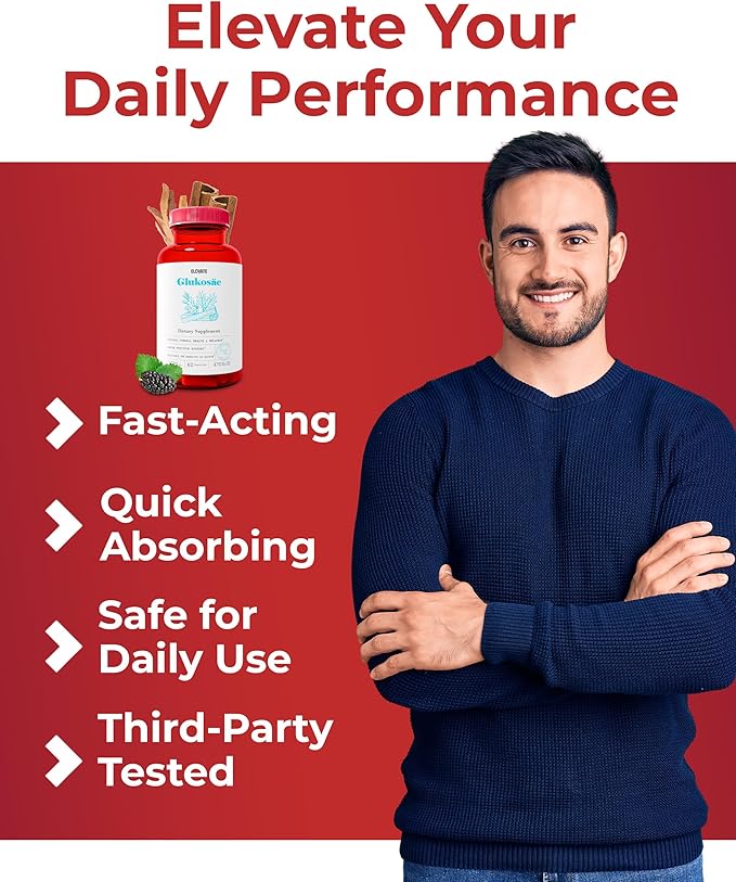 Elovate Glukosae Capsules, 1310mg - All-Natural, 3rd-Party-Tested, Non-GMO & Gluten-Free Complex with Guggul Extract, Biotin, Ceylon Cinnamon, & Ashwagandha for Overall Vitality, 60 Counts