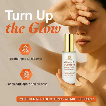 Vitamin C Serum with Collagen - Illuminating Anti-Aging, Luminous Complexion, Brightens Skin - Dermatologist Tested, Korean Skin Care, Cruelty Free, Natural Ingredients - 1.69 fl. oz
