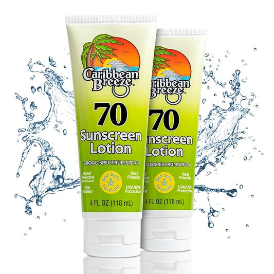 Reef Friendly Sunscreen SPF 70 Lotion, Mango Lime Scent Body Sunscreen Lotion, Rich in Anti Oxidants, Water Resistant Up to 80 Minutes, Broad Spectrum Body Lotion with Sunscreen, 4 oz, 2 Pack