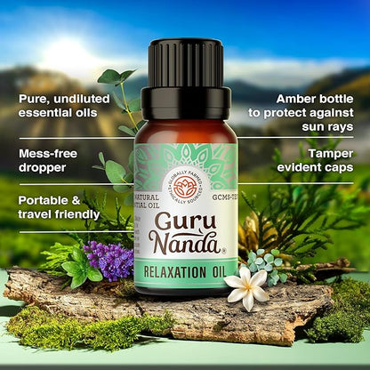 GuruNanda Essential Oil Blends (Set of 6) - Natural Essential Oil Set, Aromatherapy Oil Blends for Diffusers - Breathe Easy, Tranquility, Harmony, Calming Sleep, Relaxation & Thrive