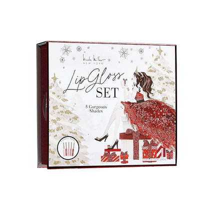 Nicole Miller Lip Gloss Collection, 5 Count (Pack of 1), Red Glitz