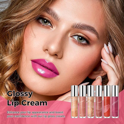 Magic Lip Gloss Plumper, Peach Silky Plumping Lip Gloss Tint, Long-lasting Marble Liquid Lipstick, Hydrating Non-Sticky Lip Oil, Moisturizing Plumping Lip Gloss