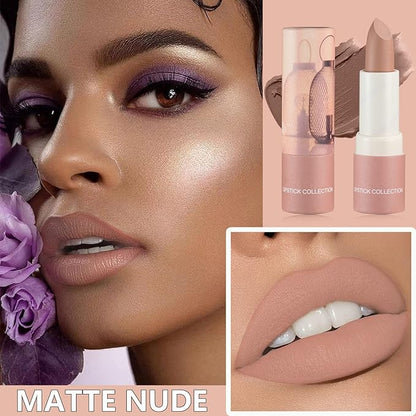 Matte Nude Lipstick,Silky Velvet Nude Paper Tube Lipsticks Gloss,Waterproof